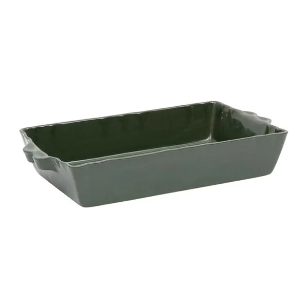 Côté table – Plat à four en grès « Feston » vert, 36cm